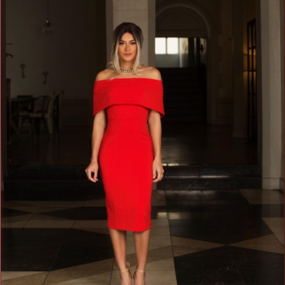 Red Cocktail Midi Dress
